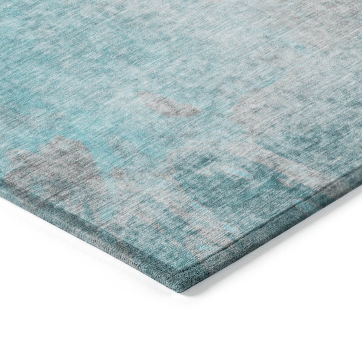 8' Runner Teal Abstract Washable Non Skid Indoor Outdoor Runner Rug