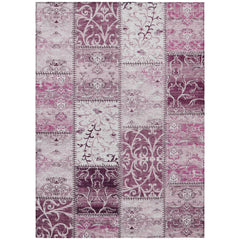 5' X 8' Mountbatten Pink Patchwork Washable Non Skid Indoor Outdoor Area Rug