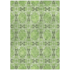 8' X 10' Green Floral Medallion Washable Non Skid Indoor Outdoor Area Rug