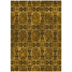 9' X 12' Chocolate Floral Medallion Washable Non Skid Indoor Outdoor Area Rug