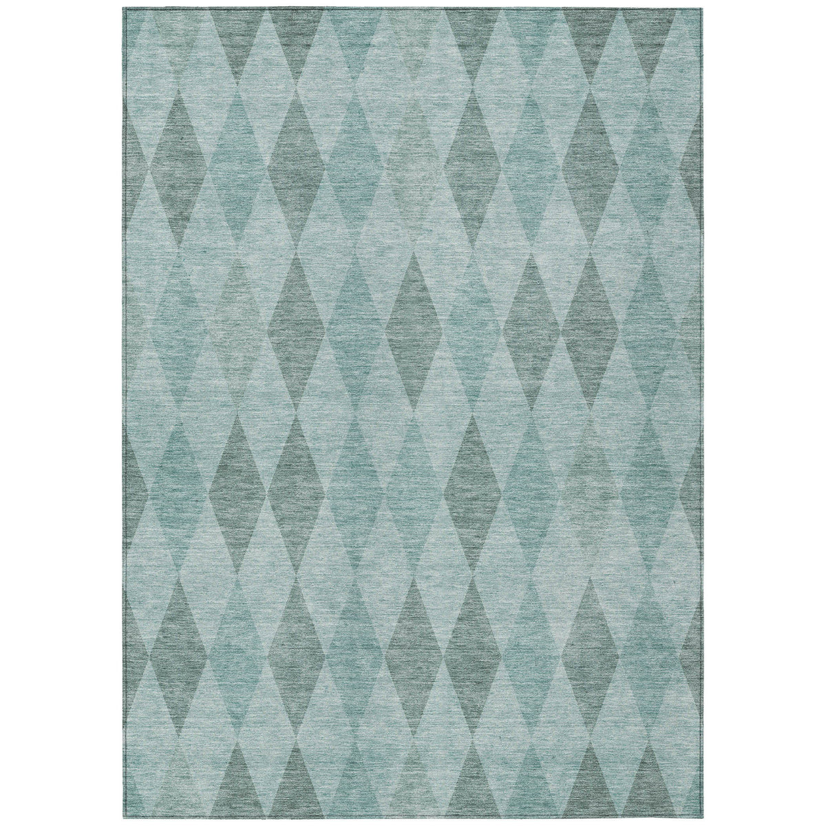 9' X 12' Teal Geometric Washable Non Skid Indoor Outdoor Area Rug