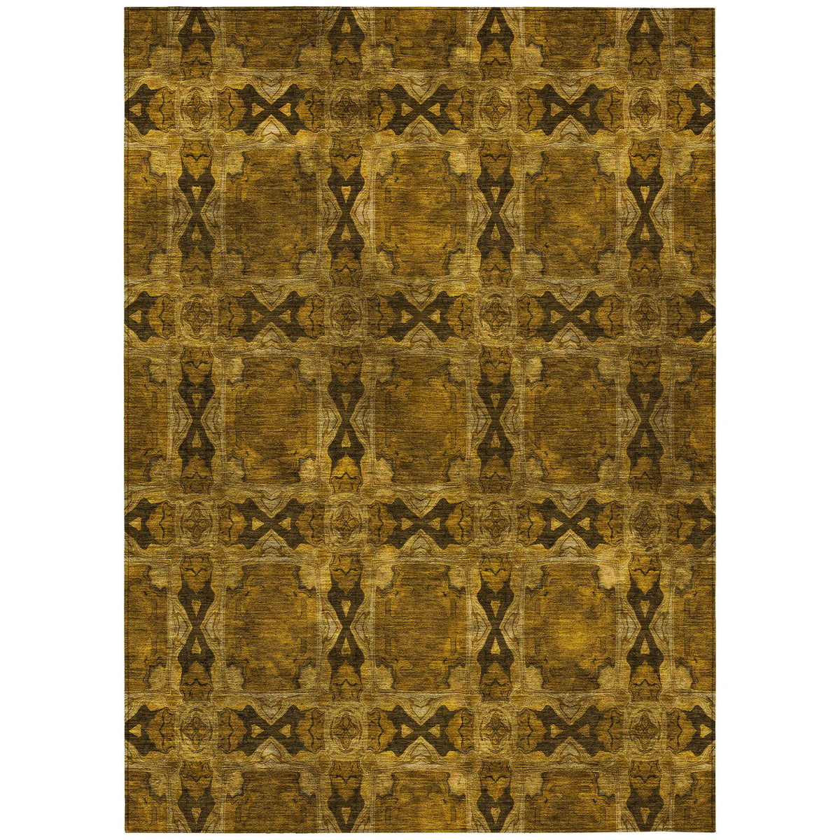 3' X 4' Chocolate Floral Medallion Washable Non Skid Indoor Outdoor Area Rug