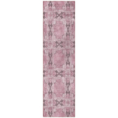 8' Runner Pink Floral Medallion Washable Non Skid Indoor Outdoor Runner Rug