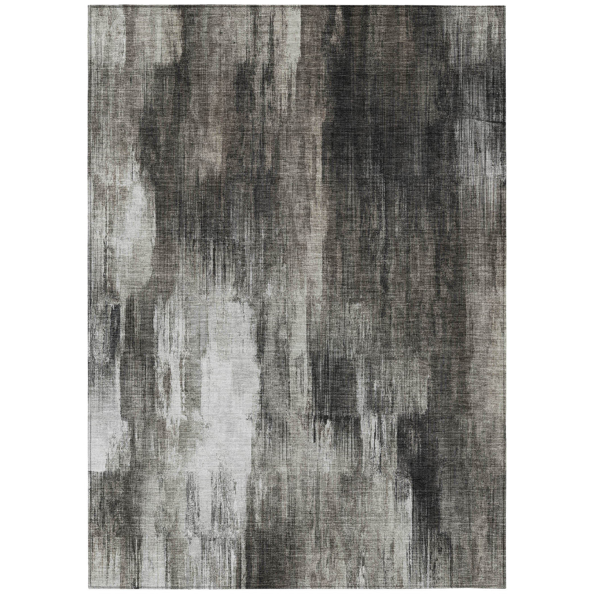 3' X 4' Gray and Black Abstract Washable Non Skid Indoor Outdoor Area Rug