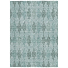 8' X 10' Teal Geometric Washable Non Skid Indoor Outdoor Area Rug