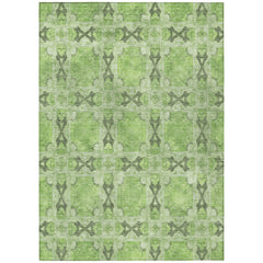 5' X 8' Green Floral Medallion Washable Non Skid Indoor Outdoor Area Rug