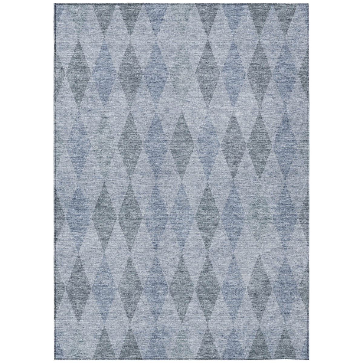 10' X 14' Denim Blue Geometric Washable Non Skid Indoor Outdoor Area Rug