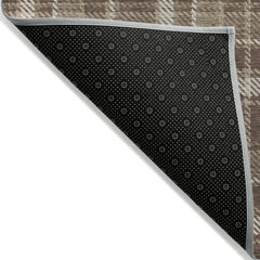 8' Round Chocolate and Ivory Round Plaid Washable Non Skid Indoor Outdoor Area Rug