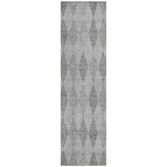 8' Runner Gray Geometric Washable Non Skid Indoor Outdoor Runner Rug