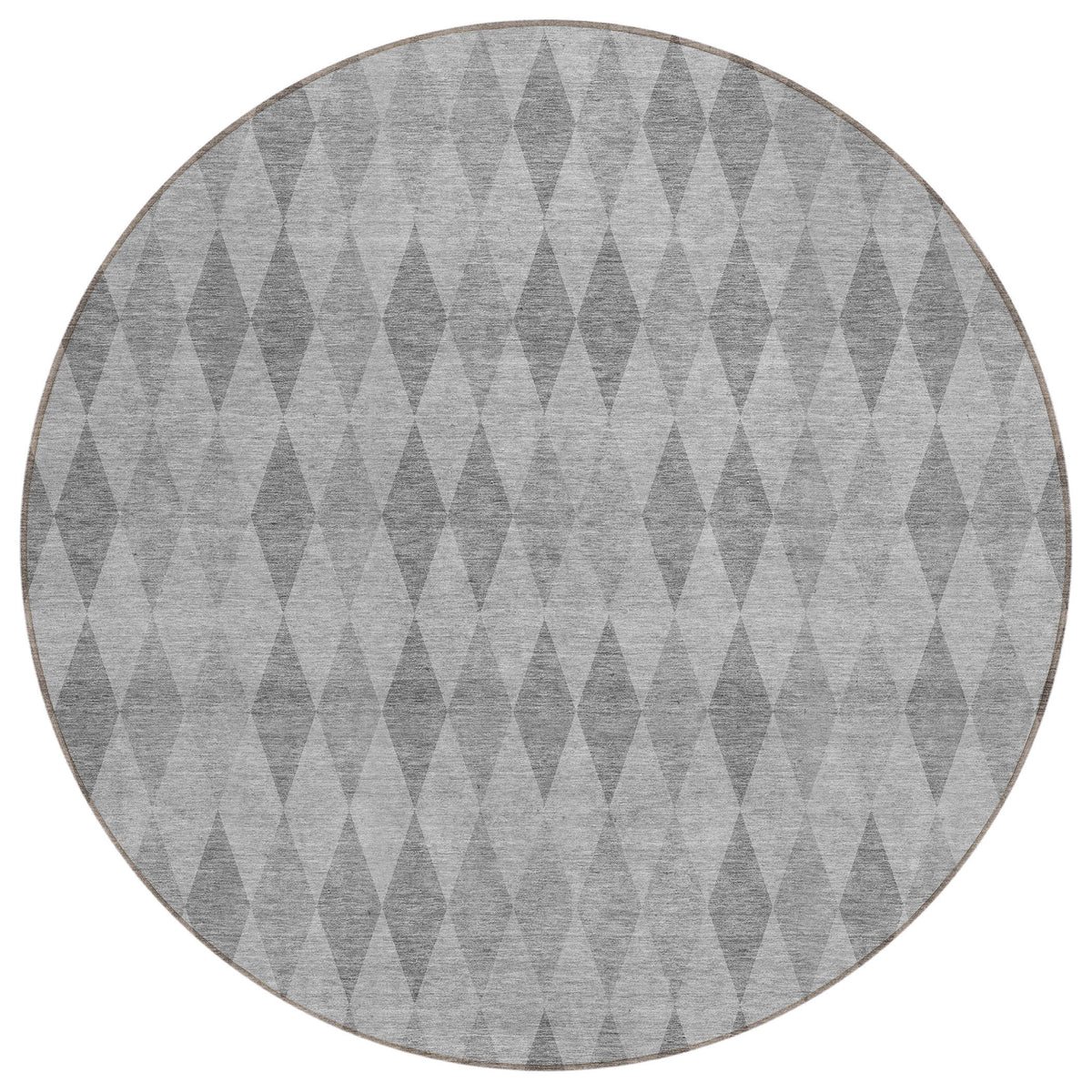 8' Round Gray Round Geometric Washable Non Skid Indoor Outdoor Area Rug