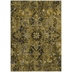 9' X 12' Coffee and Gray Oriental Washable Non Skid Indoor Outdoor Area Rug