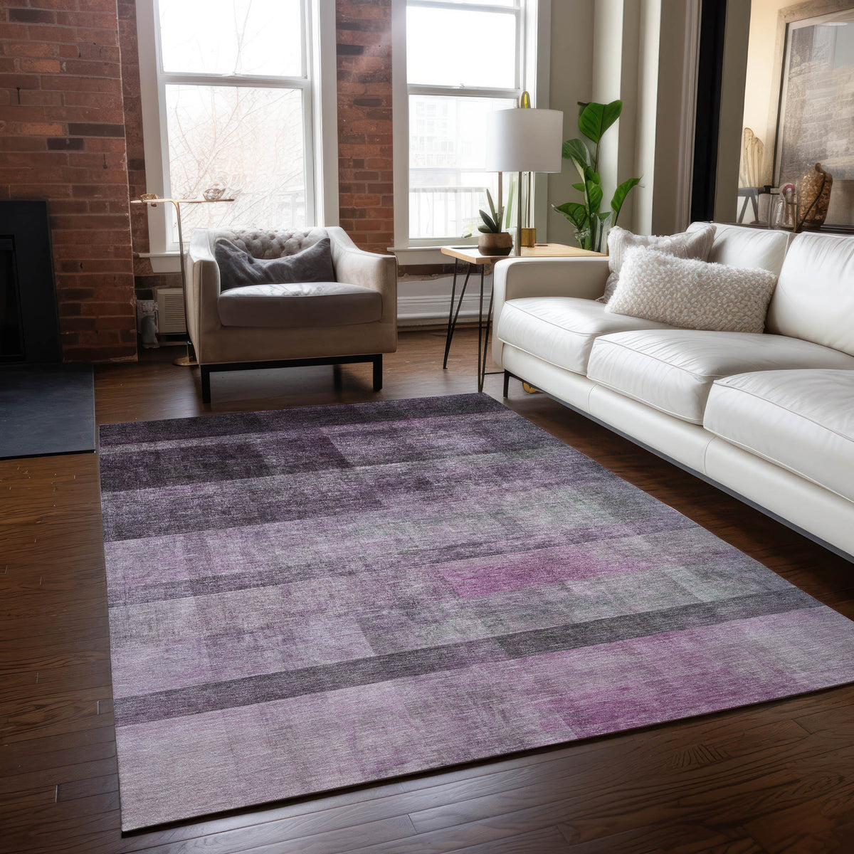 3' X 4' Purple Ombre Washable Non Skid Indoor Outdoor Area Rug