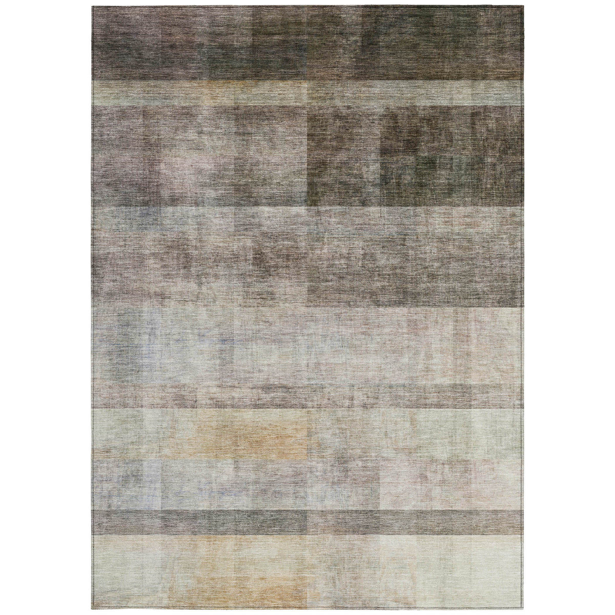 10' X 14' Brown Ombre Washable Non Skid Indoor Outdoor Area Rug