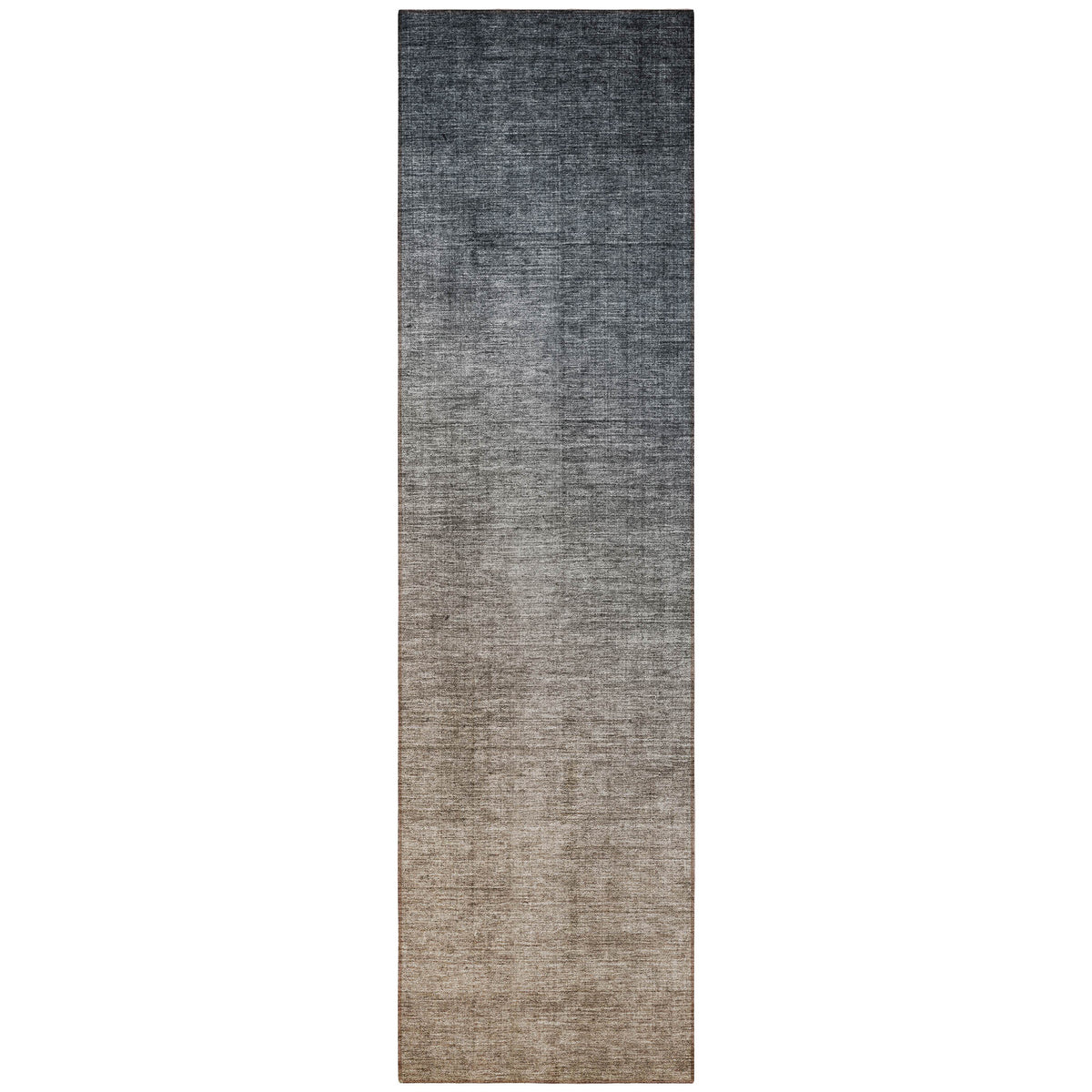 8' Runner Taupe and Gray Ombre Washable Non Skid Indoor Outdoor Runner Rug