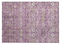 2' X 3' Lavender and Ivory Floral Washable Non Skid Indoor Outdoor Area Rug