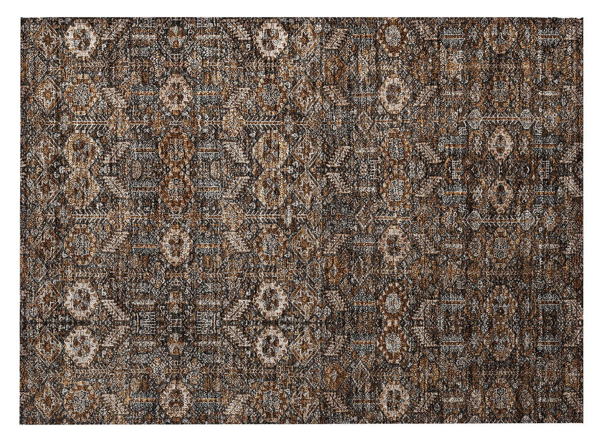 2' X 3' Chocolate Floral Washable Non Skid Indoor Outdoor Area Rug