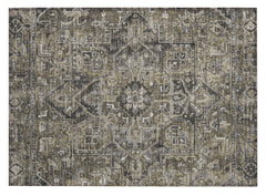 2' X 3' Taupe and Dark Taupe Oriental Washable Non Skid Indoor Outdoor Area Rug