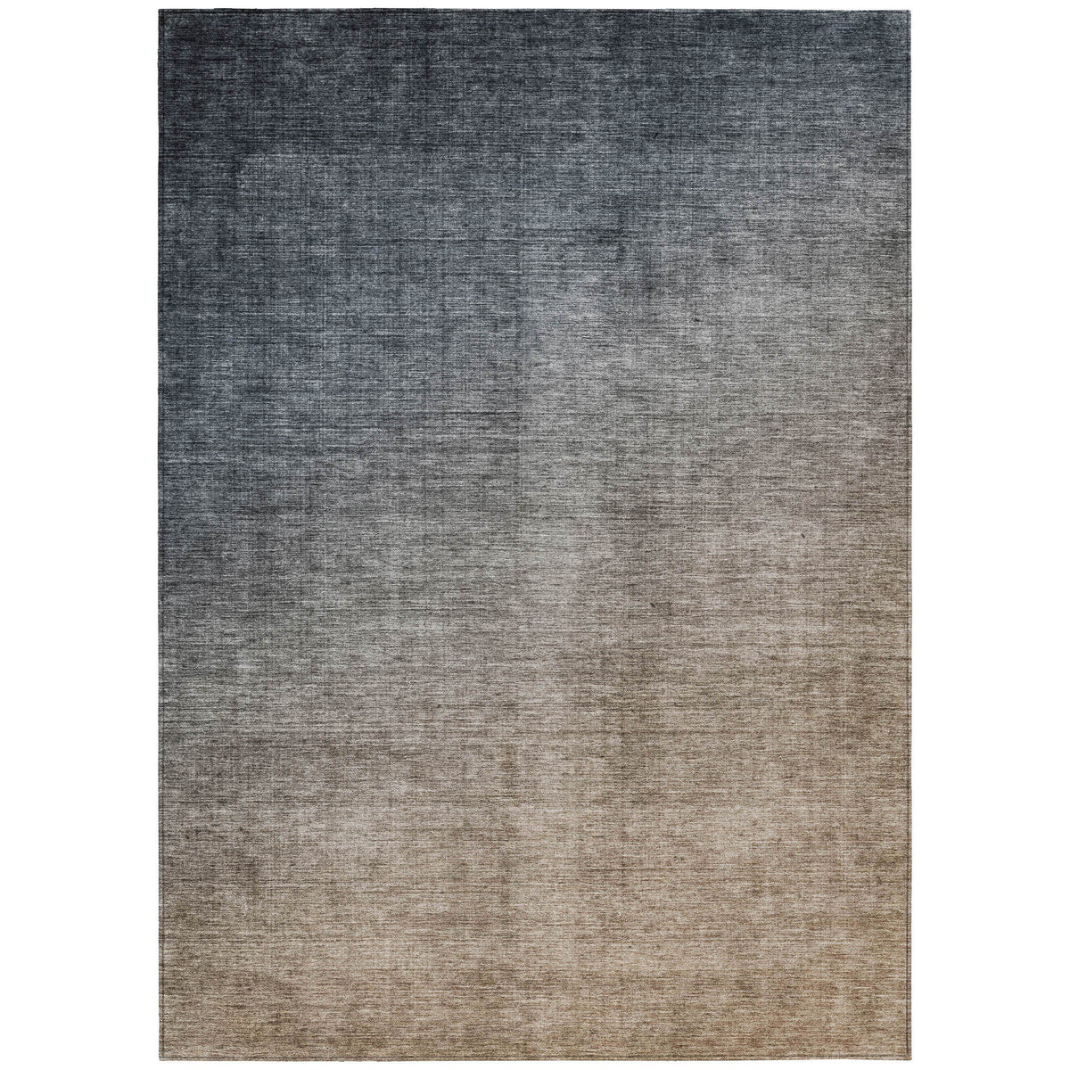 5' X 8' Taupe and Gray Ombre Washable Non Skid Indoor Outdoor Area Rug