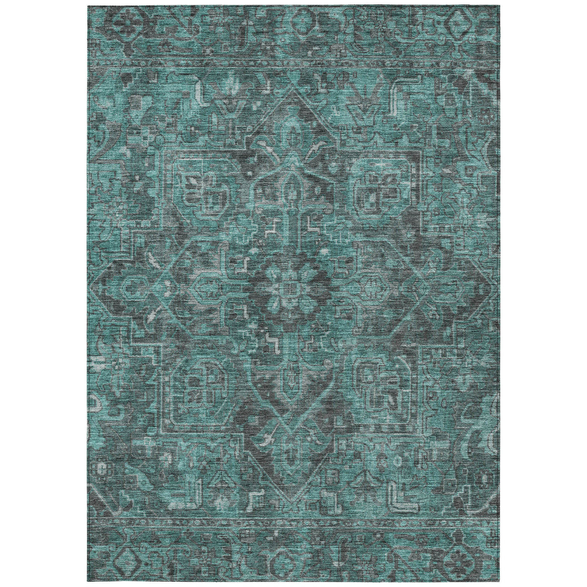 8' X 10' Turquoise Oriental Washable Non Skid Indoor Outdoor Area Rug