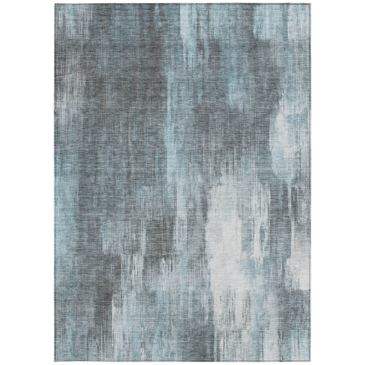 5' X 8' Teal Abstract Washable Non Skid Indoor Outdoor Area Rug