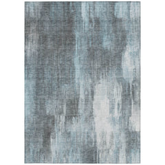 5' X 8' Teal Abstract Washable Non Skid Indoor Outdoor Area Rug