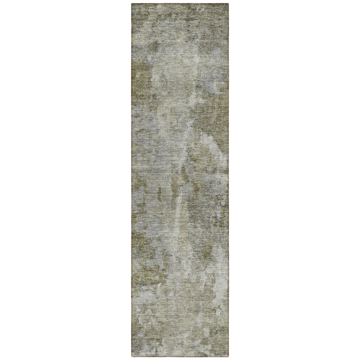 8' Runner Green Abstract Washable Non Skid Indoor Outdoor Runner Rug