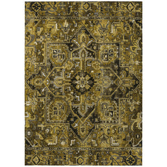 5' X 8' Coffee and Gray Oriental Washable Non Skid Indoor Outdoor Area Rug