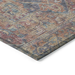 3' X 4' Red Orange and Blue Oriental Washable Non Skid Indoor Outdoor Area Rug