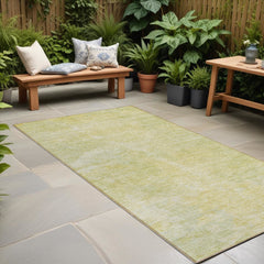 8' Runner Gold Abstract Washable Non Skid Indoor Outdoor Runner Rug