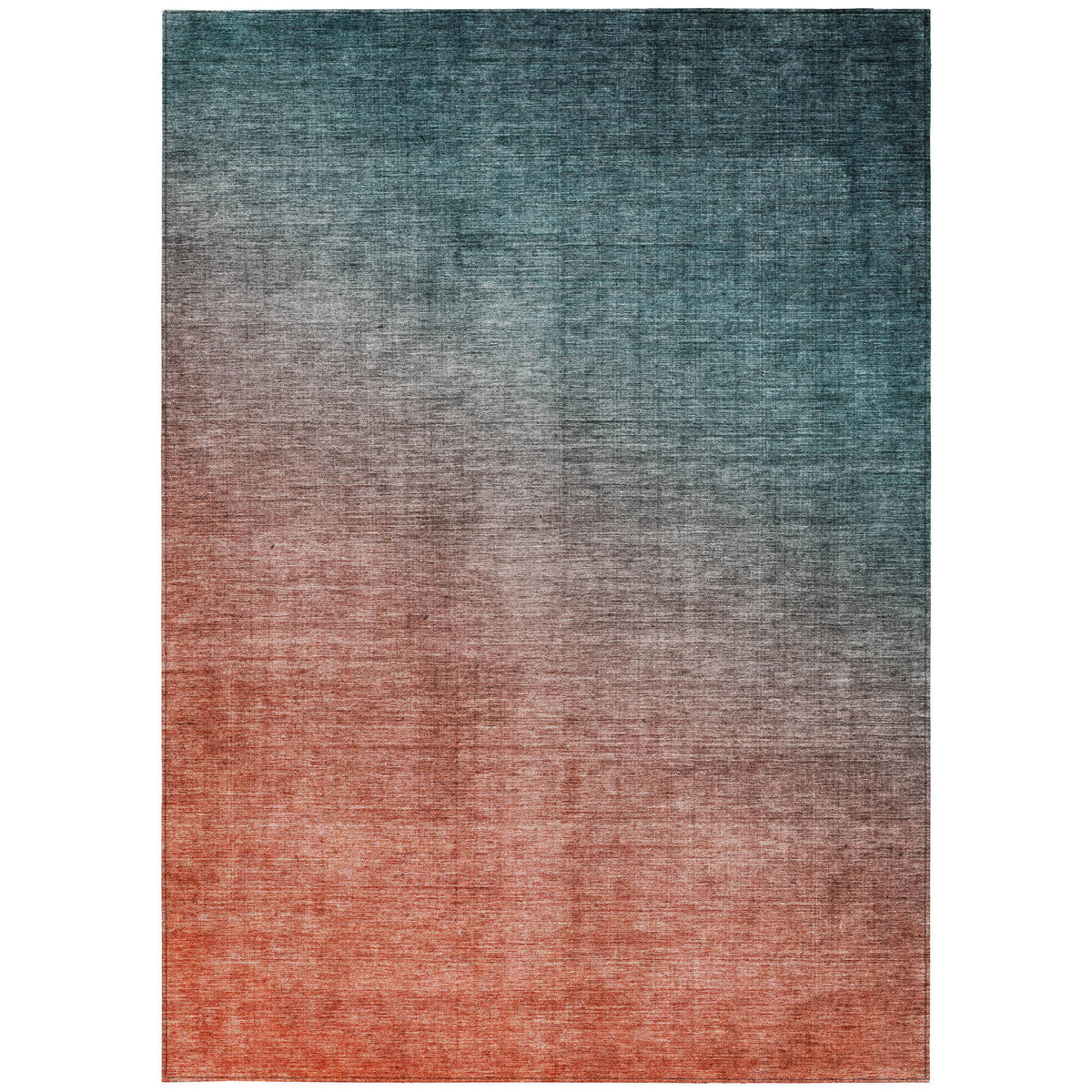 5' X 8' Gray and Red Orange Ombre Washable Non Skid Indoor Outdoor Area Rug