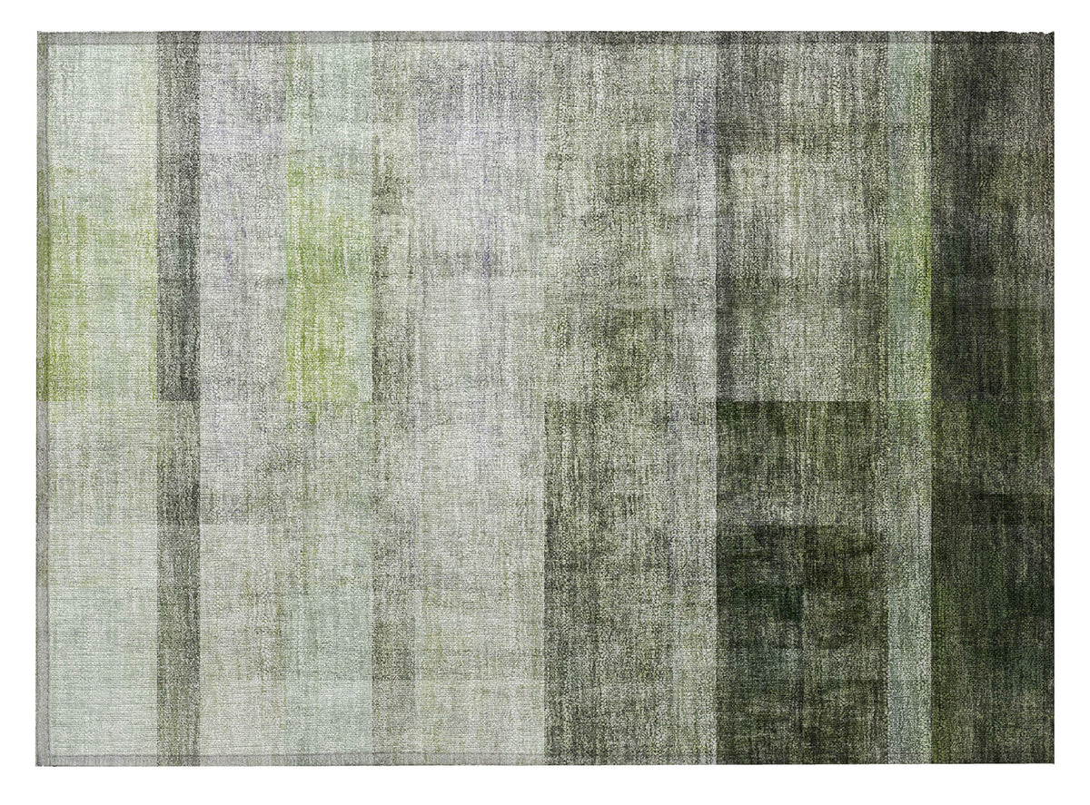 2' X 3' Olive Green Ombre Washable Non Skid Indoor Outdoor Area Rug