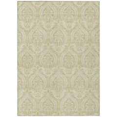 5' X 8' Light Green Damask Washable Non Skid Indoor Outdoor Area Rug