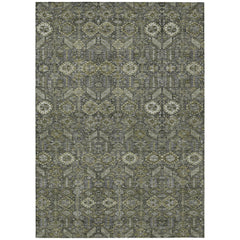 3' X 4' Moss Green and Gray Floral Washable Non Skid Indoor Outdoor Area Rug