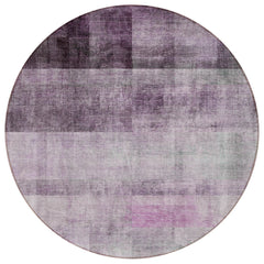 8' Round Purple Round Ombre Washable Non Skid Indoor Outdoor Area Rug