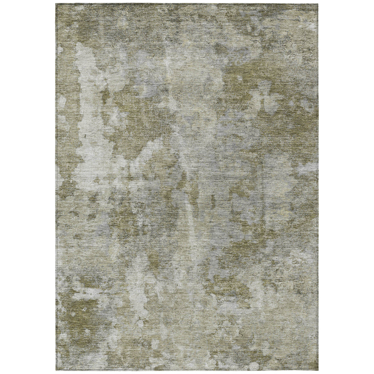 5' X 8' Green Abstract Washable Non Skid Indoor Outdoor Area Rug