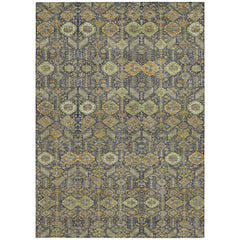 3' X 5' Blue and Orange Floral Washable Non Skid Indoor Outdoor Area Rug