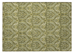 2' X 3' Green Damask Washable Non Skid Indoor Outdoor Area Rug