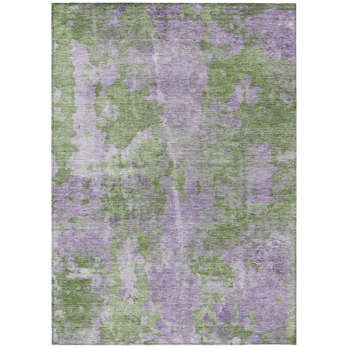 3' X 4' Green and Purple Abstract Washable Non Skid Indoor Outdoor Area Rug