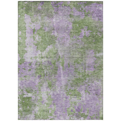 3' X 4' Green and Purple Abstract Washable Non Skid Indoor Outdoor Area Rug