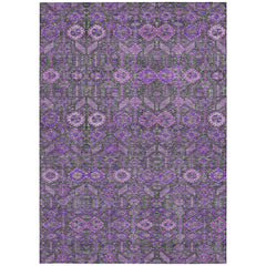 10' X 14' Purple and Green Floral Washable Non Skid Indoor Outdoor Area Rug