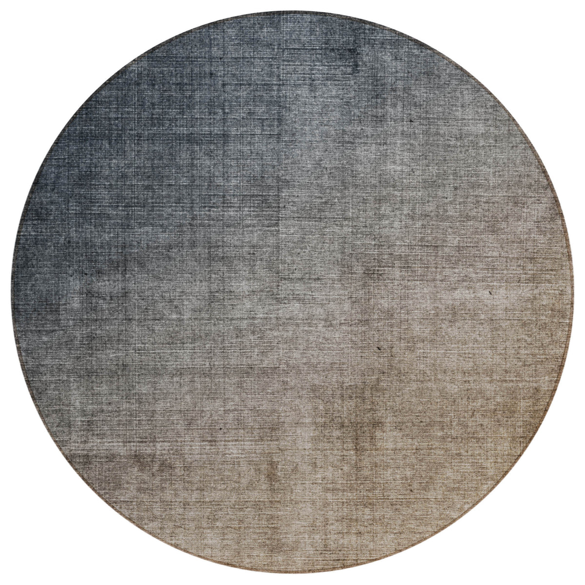 8' Round Taupe and Gray Round Ombre Washable Non Skid Indoor Outdoor Area Rug