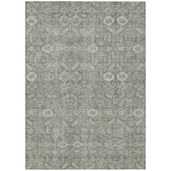 9' X 12' Cream and Tan Floral Washable Non Skid Indoor Outdoor Area Rug