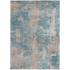 8' X 10' Teal and Taupe Abstract Washable Non Skid Indoor Outdoor Area Rug