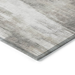 8' Round Taupe and Gray Round Abstract Washable Non Skid Indoor Outdoor Area Rug