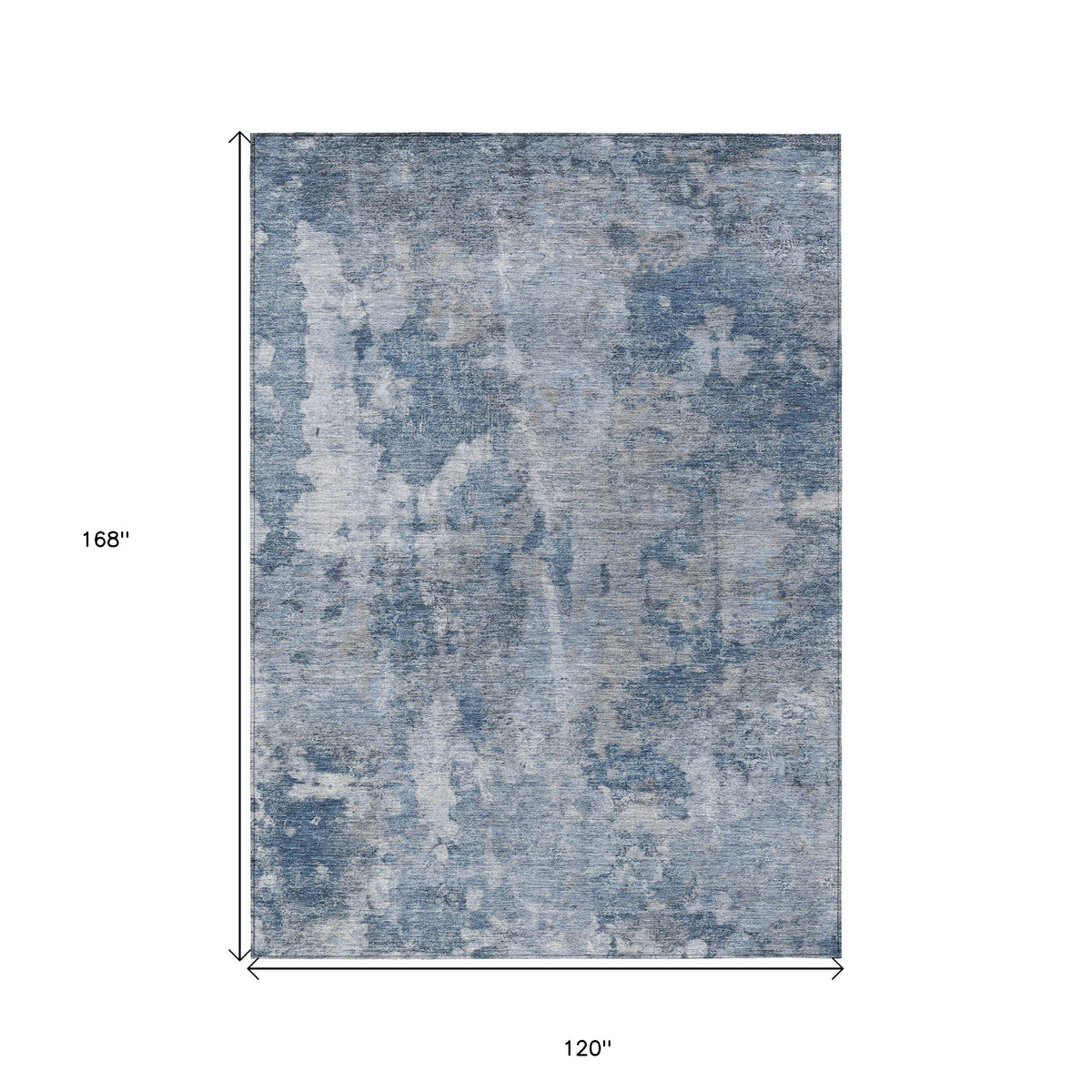 10' X 14' Blue Abstract Washable Non Skid Indoor Outdoor Area Rug