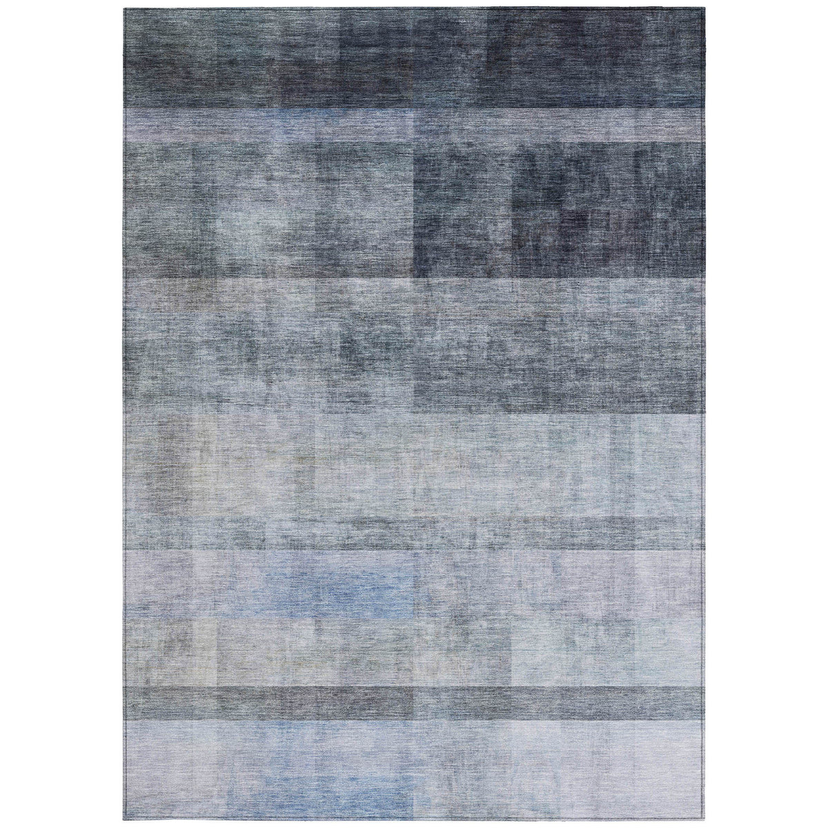 8' X 10' Navy and Gray Ombre Washable Non Skid Indoor Outdoor Area Rug