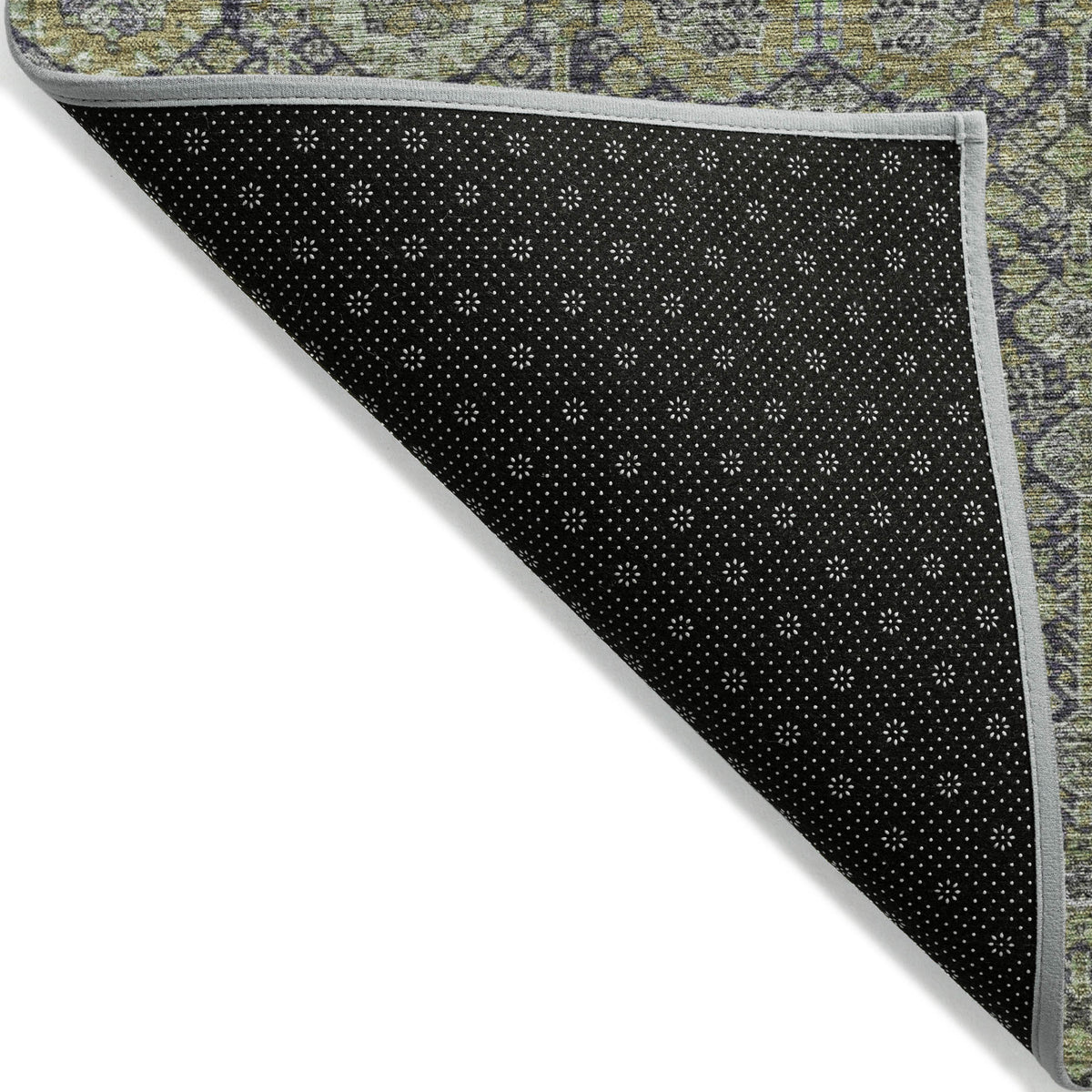 3' X 5' Blue and Green Floral Washable Non Skid Indoor Outdoor Area Rug