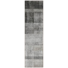 8' Runner Gray Ombre Washable Non Skid Indoor Outdoor Runner Rug