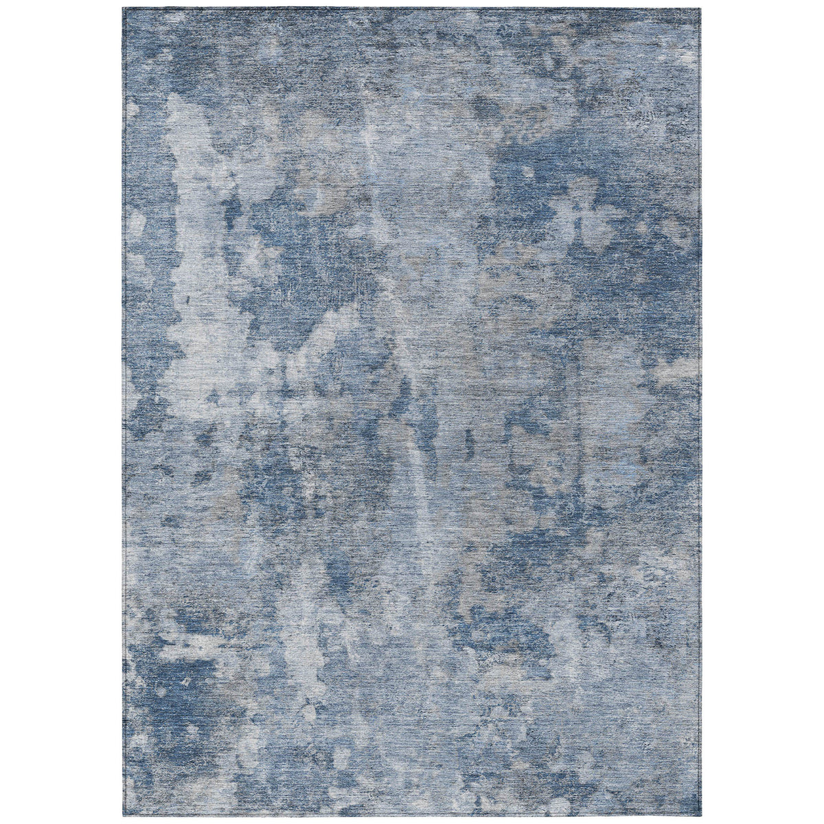 3' X 4' Blue Abstract Washable Non Skid Indoor Outdoor Area Rug