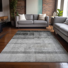 3' X 4' Gray Ombre Washable Non Skid Indoor Outdoor Area Rug